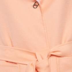 Hermes Light Orange Wool Belted Sleeveless Overcoat M