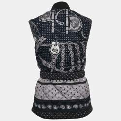 Hermes Blue Bandana Print Silk Quilted Vest S