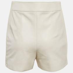 Pre Owned Hermès Off White Leather Shorts S