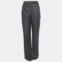Hermes Blue Linen Wide Leg Pants M