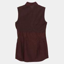Hermes Burgundy Cotton Knit Sleeveless Dress Size 38