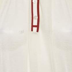 Hermes White Cotton Knit Sheer Polo Top S