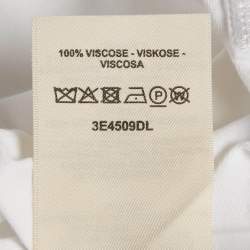 Pre Owned Hermès White Embroidered Pocket Jersey T-Shirt Dress S