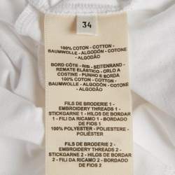 Pre Owned Hermès White Embroidered Pocket Jersey T-Shirt Dress S