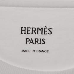 Pre Owned Hermès White Embroidered Pocket Jersey T-Shirt Dress S
