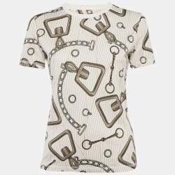 Hermes Cream Effet Kaleidoscope Print Jersey T-Shirt M