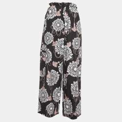 Hermes Black Cliquetis Aquarelle Print Cotton Wide Leg Trousers S