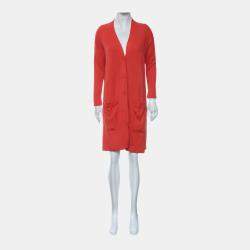 Hermes Orange Cotton Silk Buttoned Up Cardigan Dress FR Women 34