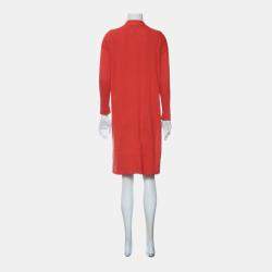 Hermes Orange Cotton Silk Buttoned Up Cardigan Dress FR Women 34