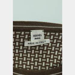 Hermes Brown Wool Pattern Knit Top and Long Pants FR Women 36