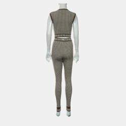 Hermes Brown Wool Pattern Knit Top and Long Pants FR Women 36