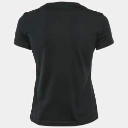 Pre Owned Hermes Black Jersey Embroidered Pocket T-Shirt S