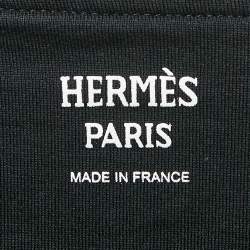Pre Owned Hermes Black Jersey Embroidered Pocket T-Shirt S