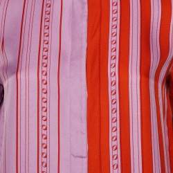 Hermes Purple/Orange Printed Silk Button Front Shirt S