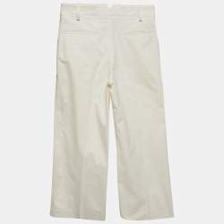 Hermes White Cotton Straight Leg Trousers S