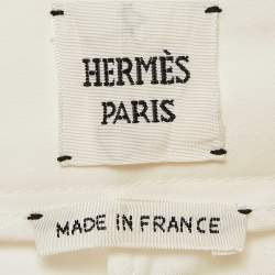 Hermes White Cotton Straight Leg Trousers S