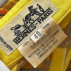 Hermes Yellow Silk Shirt Blouse Woman Size 40