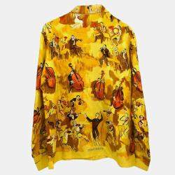 Hermes Yellow Silk Shirt Blouse Woman Size 40