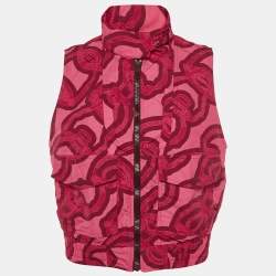Hermes Pink Printed Nylon Zip Up Vest M