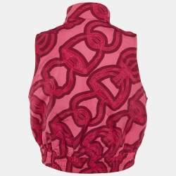 Hermes Pink Printed Nylon Zip Up Vest M