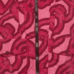 Hermes Pink Printed Nylon Zip Up Vest M