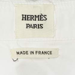 Hermes White Cotton Paneled Shirt Dress M