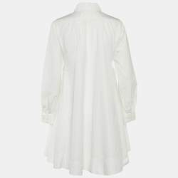 Hermes White Cotton Paneled Shirt Dress M