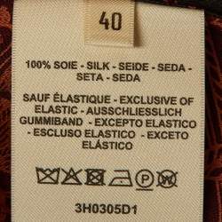 Hermes Dark Brown Printed Silk Pleat Detail Mini Skirt M