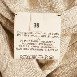Hermès Beige Wool Blend Short Sleeve Kaleidoscope Effect Sweater M