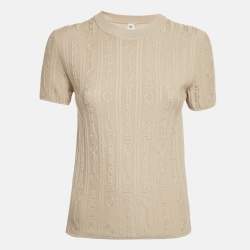 Hermès Beige Wool Blend Short Sleeve Kaleidoscope Effect Sweater M