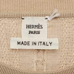 Hermès Beige Wool Blend Short Sleeve Kaleidoscope Effect Sweater M
