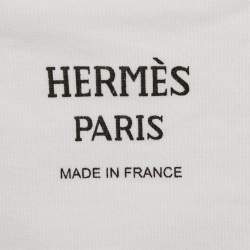 Pre Owned Hermes White Cotton Embroidered Pocket T-Shirt S