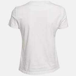 Pre Owned Hermes White Cotton Embroidered Pocket T-Shirt S
