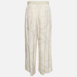Hermes Pink Printed Silk Trousers S