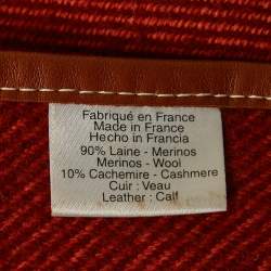  Hermès Brown Striped Wool and Leather Trim Rocabar Poncho One Size