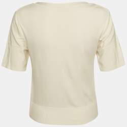 Hermes White Cotton Intarsia Silk Knit T-Shirt S