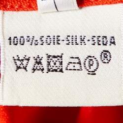 Pre Owned Hermes Bright Red Silk V-Neck Long Tunic Dress S