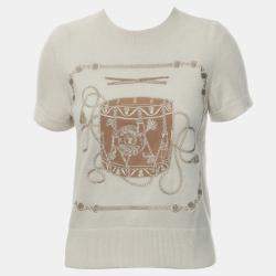 Hermes Sandstone Wool Les Tambours Top FR Women 36