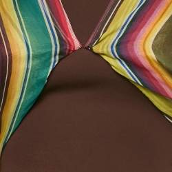 Hermès Brown Striped Silk and Jersey Maxi Dress M