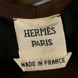 Hermès Brown Striped Silk and Jersey Maxi Dress M