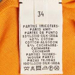 مملوكة مسبقًا Hermès Orange Printed Silk & Cotton Knit Paneled Top S