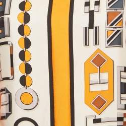 مملوكة مسبقًا Hermès Orange Printed Silk & Cotton Knit Paneled Top S