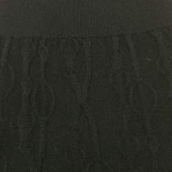 Hermes Black Patterned Cashmere Knit Pencil Skirt M