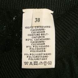 Hermes Black Patterned Cashmere Knit Pencil Skirt M
