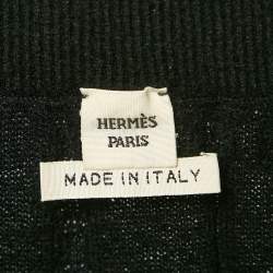Hermes Black Patterned Cashmere Knit Pencil Skirt M