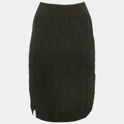 Hermes Black Patterned Cashmere Knit Pencil Skirt M