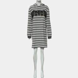 Pre Owned Hermes Stripes Printed Hoodie Dress M
