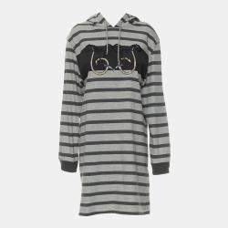 مملوكة مسبقًا Hermes Stripes Printed Hoodie Dress M