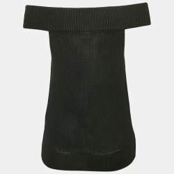 مملوكة مسبقًا Hermès Black Rib Knit Off-Shoulder Top M