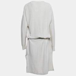 Hermes Beige Cashmere Knit Leather Trim Cardigan and Jumper Set L